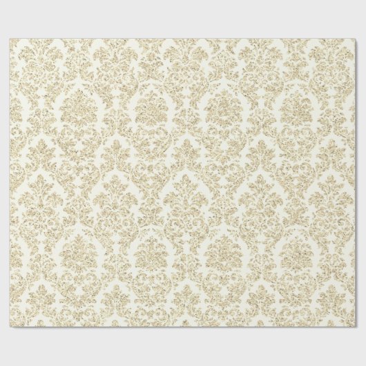 Foxier Ivory Creamy Royal Damask Ornament Cadeaupapier (Vlak)