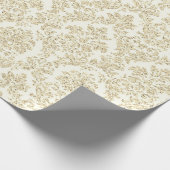 Foxier Ivory Creamy Royal Damask Ornament Cadeaupapier (Hoek)