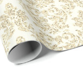 Foxier Ivory Creamy Royal Damask Ornament Cadeaupapier (Rol Hoek)
