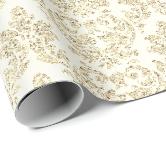 Foxier Ivory Creamy Royal Damask Ornament Cadeaupapier (Rol Hoek)