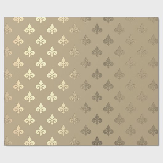 Foxier Sepia Gold Metallic Fleur-de-lis Cadeaupapier (Vlak)