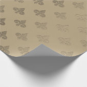 Foxier Sepia Gold Metallic Fleur-de-lis Cadeaupapier (Hoek)