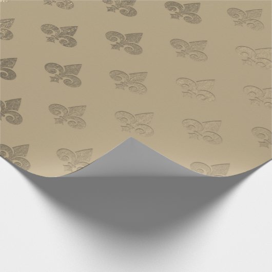 Foxier Sepia Gold Metallic Fleur-de-lis Cadeaupapier (Hoek)