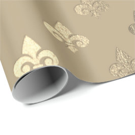 Foxier Sepia Gold Metallic Fleur-de-lis Cadeaupapier