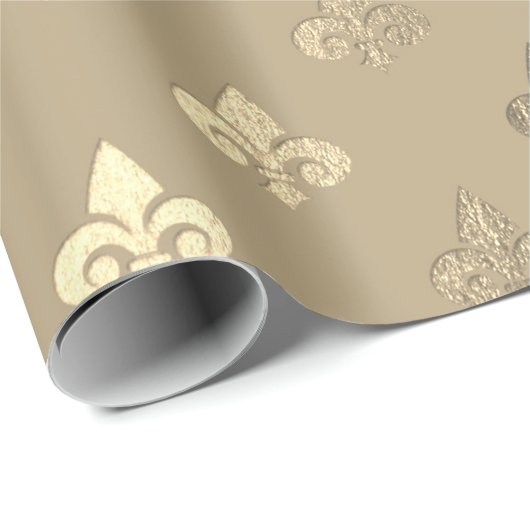 Foxier Sepia Gold Metallic Fleur-de-lis Cadeaupapier (Rol Hoek)