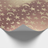 Foxier Stars Moon Gold Sky Roze Rose Blush Metaal Cadeaupapier (Hoek)