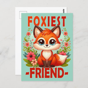 Foxiest Friend woordspeling. Schattigee Baby Fox p Briefkaart
