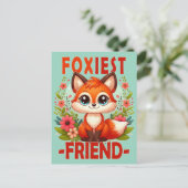 Foxiest Friend woordspeling. Schattigee Baby Fox p Briefkaart (Staand voorkant)