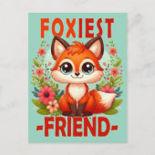 Foxiest Friend woordspeling. Schattigee Baby Fox p Briefkaart (Voorkant)