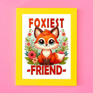 Foxiest Friend woordspeling. Schattigee Baby Fox p Foto Afdruk