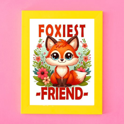 Foxiest Friend woordspeling. Schattigee Baby Fox p Foto Afdruk