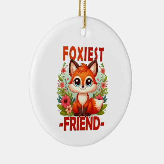 Foxiest Friend woordspeling. Schattigee Baby Fox p Keramisch Ornament (Rechts)