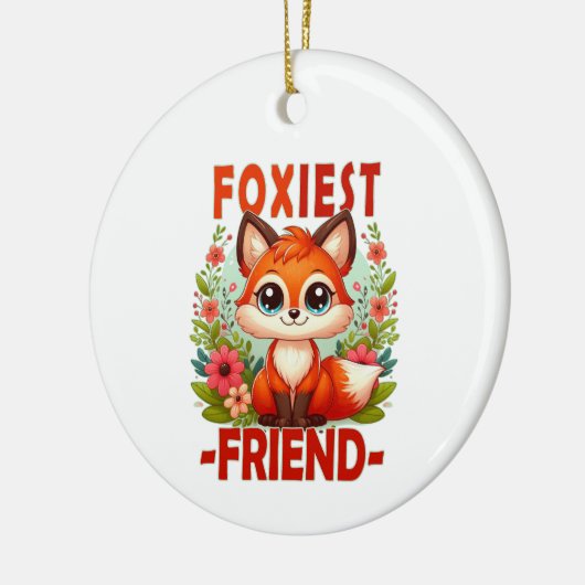 Foxiest Friend woordspeling. Schattigee Baby Fox p Keramisch Ornament (Links)