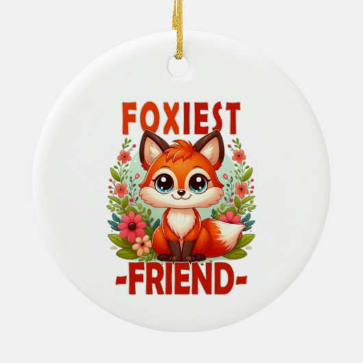 Foxiest Friend woordspeling. Schattigee Baby Fox p Keramisch Ornament (Achterkant)