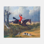 Foxjagende Clearing a Ditch 1839 Dog Fleece Deken (Voorkant (Horizontaal))