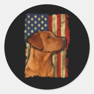 Foxred Labrador Retriever Amerikaanse Vlag Fox Red Ronde Sticker