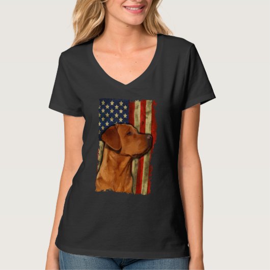 Foxred Labrador Retriever Amerikaanse Vlag Fox Red T-shirt (Voorkant)