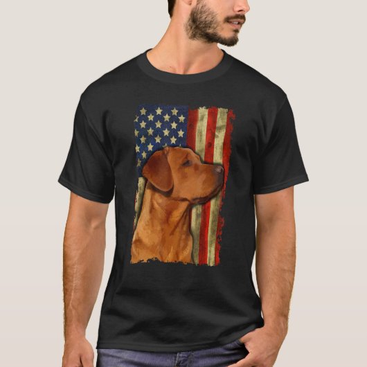 Foxred Labrador Retriever Amerikaanse Vlag Fox Red T-shirt (Voorkant)