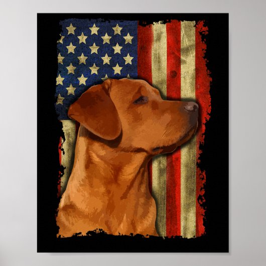 Foxred Labrador Retriever Us Flag Fox Red Labrador Poster (Voorkant)