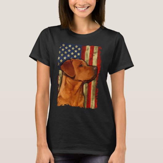 Foxred Labrador Retriever US Flag Fox Red Labrador T-shirt (Voorkant)