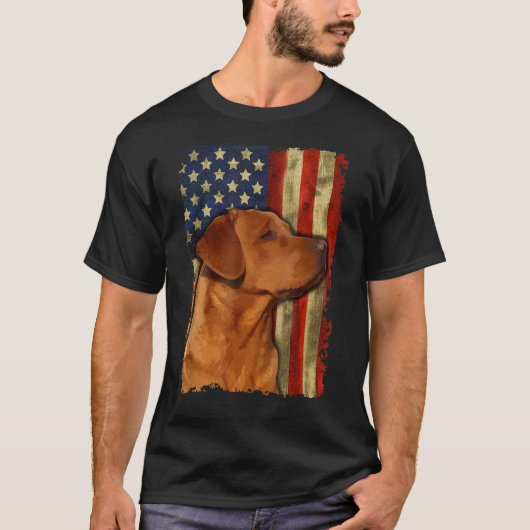 Foxred Labrador Retriever US Flag Fox Red Labrador T-shirt (Voorkant)
