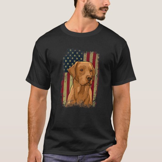 Foxred Labrador US Flag Dog Lover Fox Red lab Prem T-shirt (Voorkant)