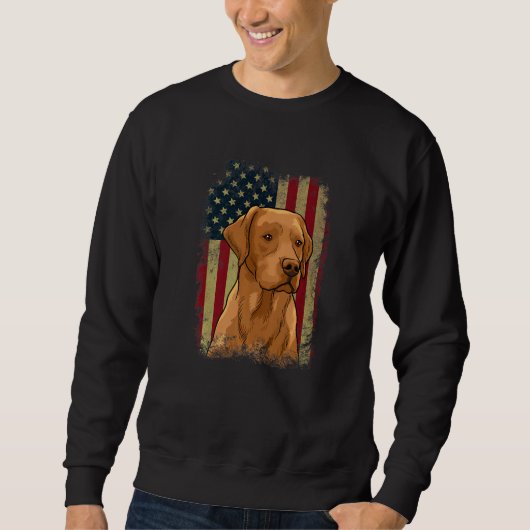Foxred Labrador US Flag Dog Lover Fox Red lab Prem Trui (Voorkant)