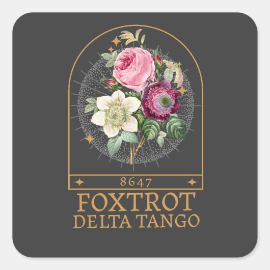 Foxtrot Delta Tango, 8647 Vierkante Sticker (Voorkant)