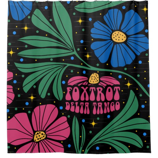 Foxtrot Delta Tango Flower Boho Douchegordijn (Voorkant)