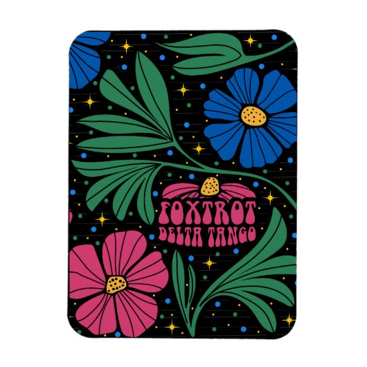 Foxtrot Delta Tango Flower Boho Magneet (Verticaal)