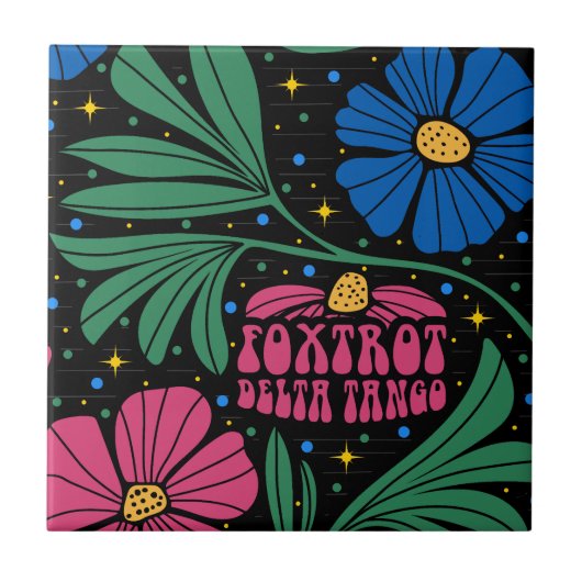 Foxtrot Delta Tango Flower Boho Tegeltje (Voorkant)