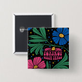 Foxtrot Delta Tango Flower Boho Vierkante Button 5,1 Cm (Voorkant /achterkant)