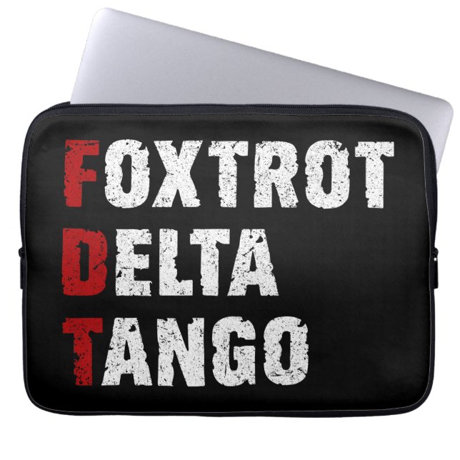 Foxtrot Delta Tango Laptop Sleeve (Voorkant)