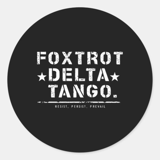 Foxtrot Delta Tango – Militaire Tactische Typograf Ronde Sticker (Voorkant)