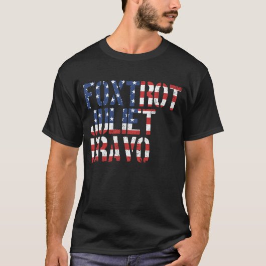 Foxtrot Juliet Bravo American Flag T-shirt (Voorkant)