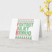 Foxtrot Juliet Bravo Lelijk Kersttrui Cadeau Kaart (Gele Bloem)