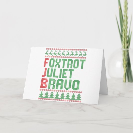 Foxtrot Juliet Bravo Lelijk Kersttrui Cadeau Kaart (Voorkant)