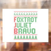 Foxtrot Juliet Bravo Ugly KerstSweater Gift Raamsticker (Vel 2)