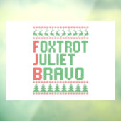 Foxtrot Juliet Bravo Ugly KerstSweater Gift Raamsticker (Vel 3)