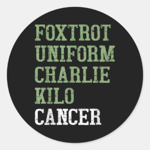 Foxtrot uniform Charlie Kilo - voor longkanker AWA Ronde Sticker