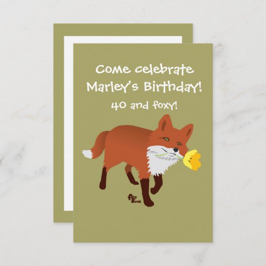 Foxy Birthday Invitation Kaart (Voorkant / Achterkant)