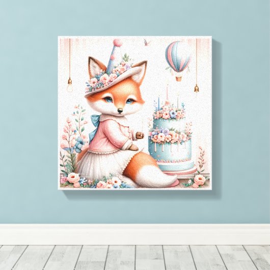 Foxy Celebration Canvas Afdruk (Insitu (Houten vloer))
