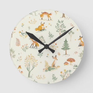 "Foxy Charm Wall Clock" Ronde Klok