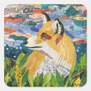 Foxy collage vierkante sticker