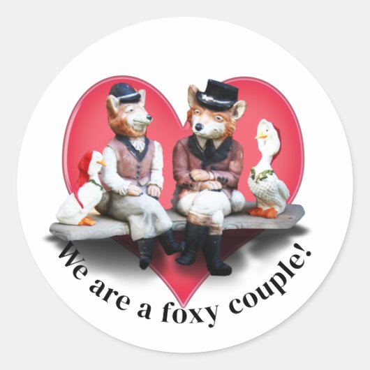 Foxy Couple Valentine's Day Ronde Sticker (Voorkant)