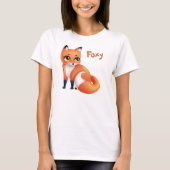Foxy Cute Kawaii cartoon fox T-shirt (Voorkant)