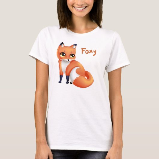 Foxy Cute Kawaii cartoon fox T-shirt (Voorkant)
