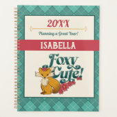 Foxy Cute!–met bloemen aangepaste naam Planner (Voorkant)
