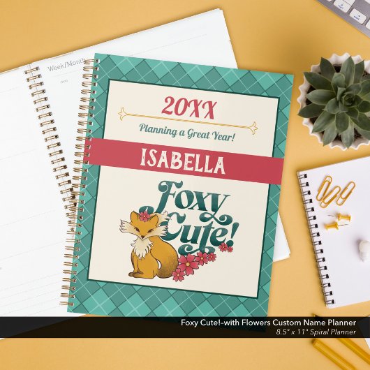 Foxy Cute!–met bloemen aangepaste naam Planner