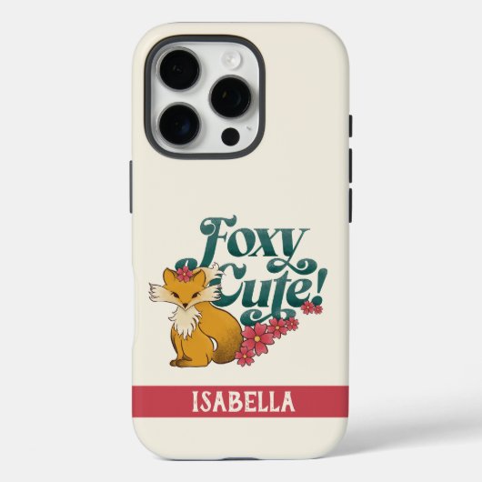 Foxy Cute met Bloemen Gepersonaliseerde Naam Case-Mate iPhone Case (Achterkant)